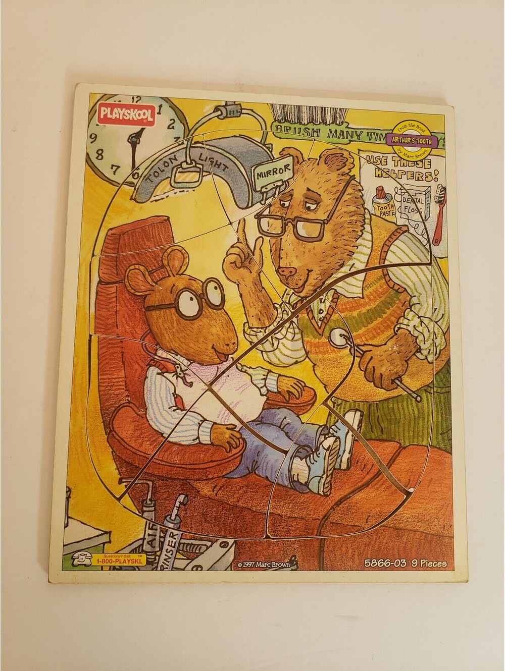 Arthur Playskool Dentist Wooden Puzzle Vintage 1997